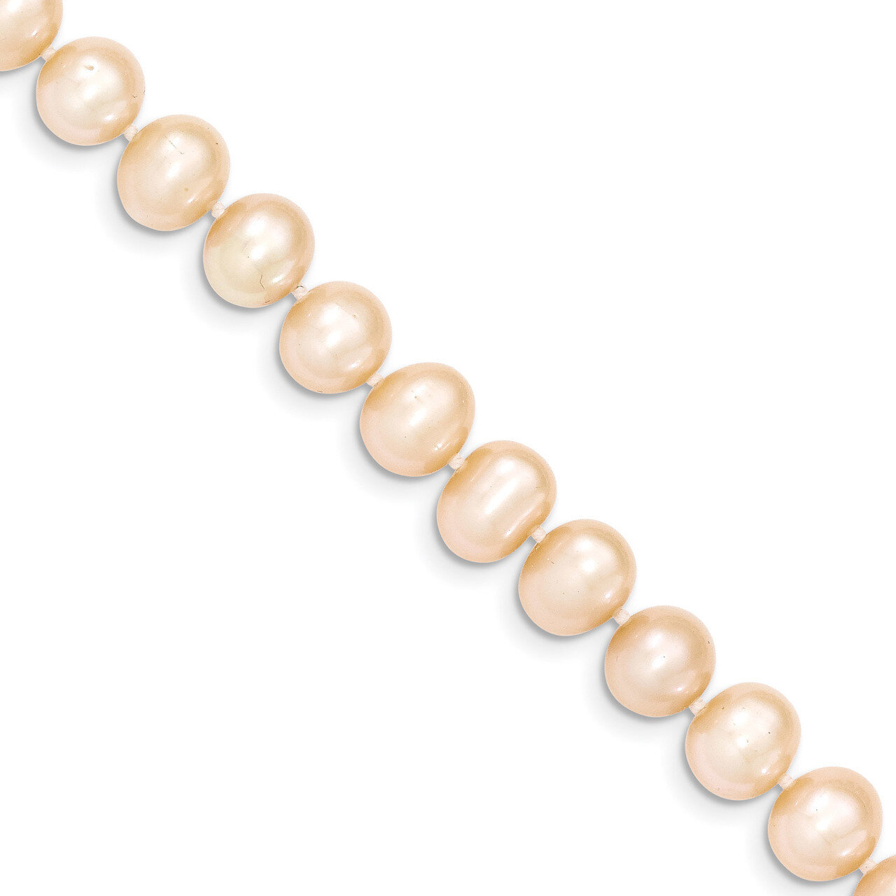 Gold 8-9mm Pink Egg Shape Fresh Water Cultured Pearl Necklace 14k Gold XF532-20