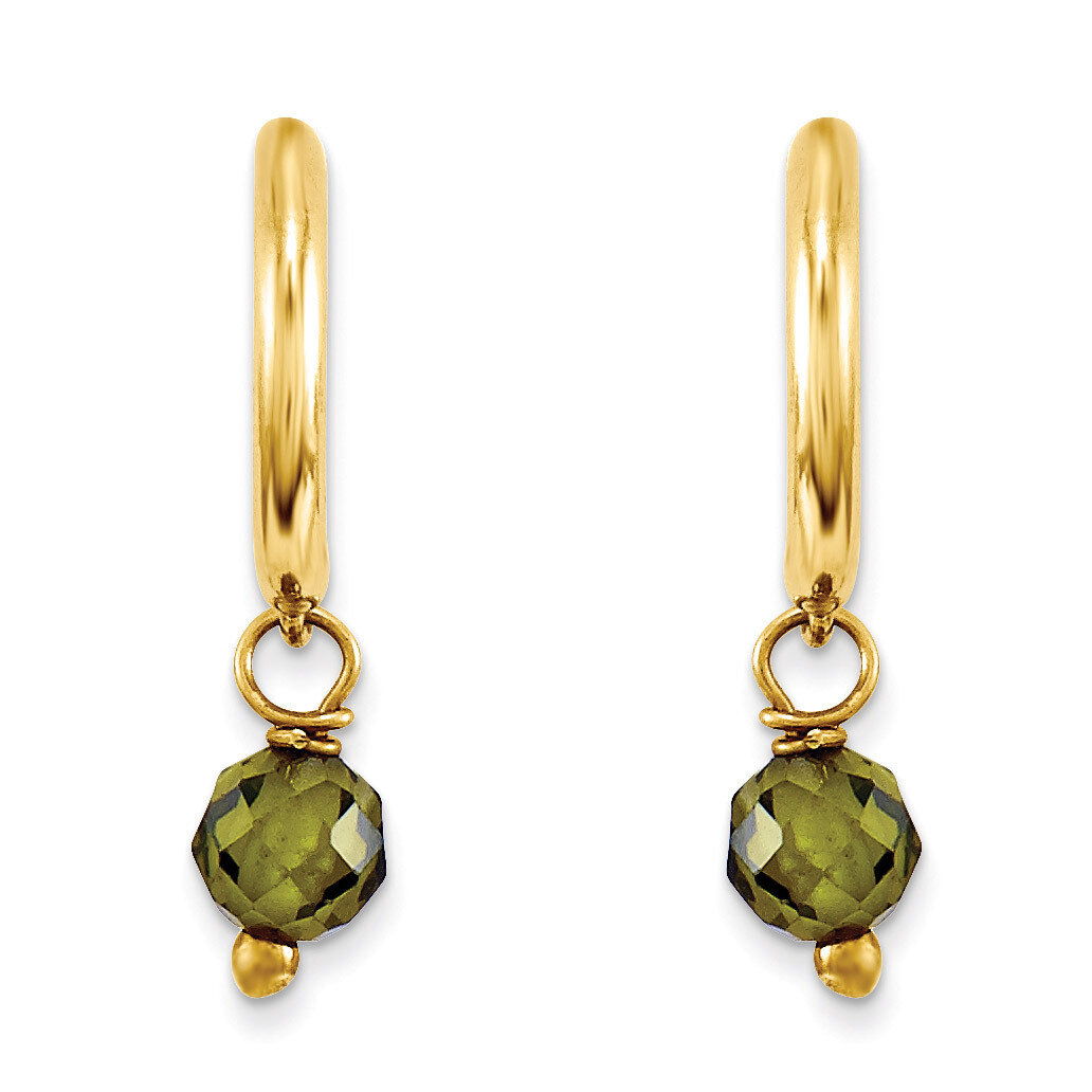 Green CZ Dangle Half Hoop Earrings 14k Gold XY837