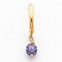 Purple CZ Dangle Half Hoop Earrings 14k Gold XY840