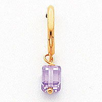 Purple CZ Dangle Half Hoop Earrings 14k Gold XY841
