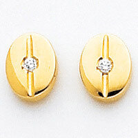 CZ Fancy Post Earrings 14k Gold Polished YE162