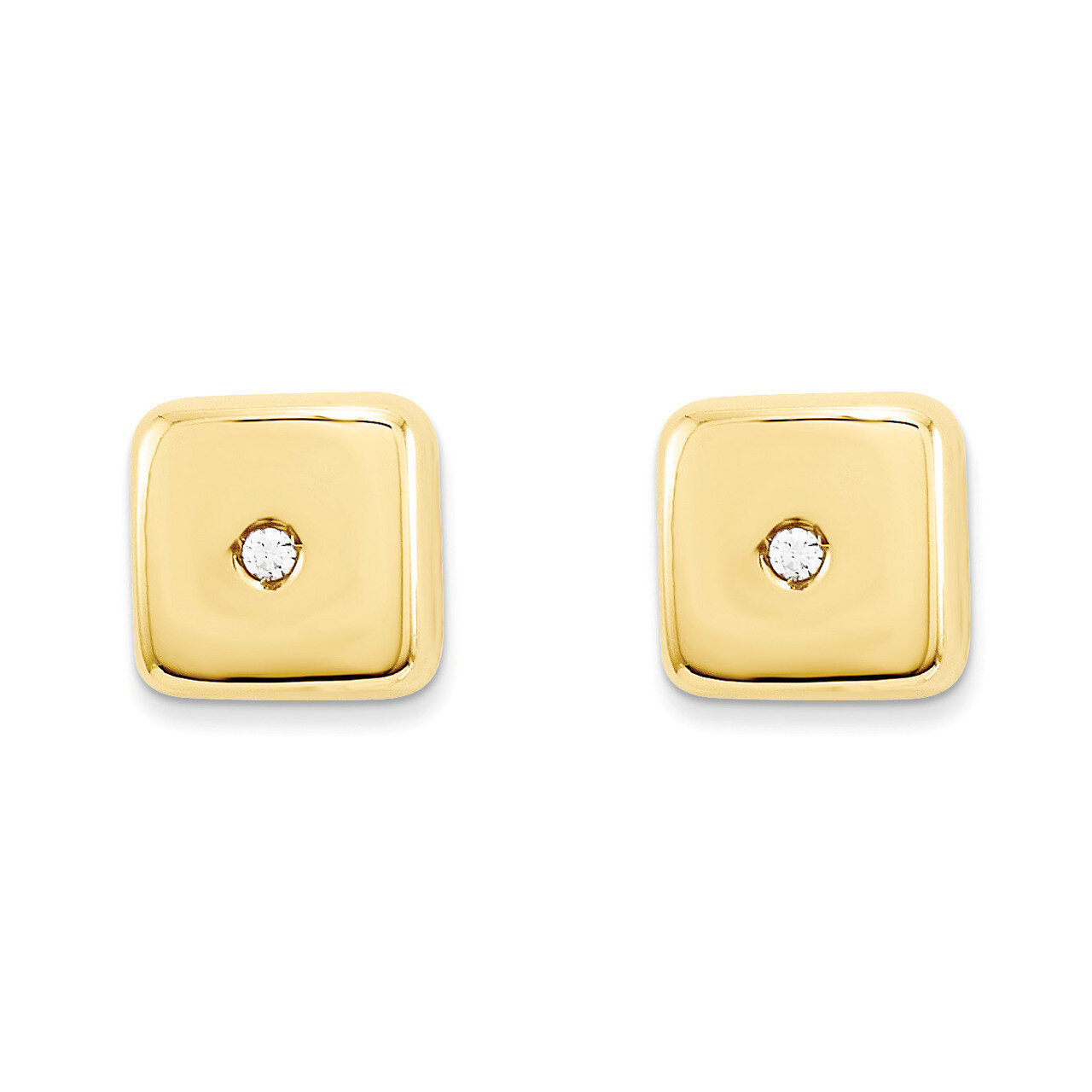 Square with CZ Post Earrings 14k Gold Polished YE234