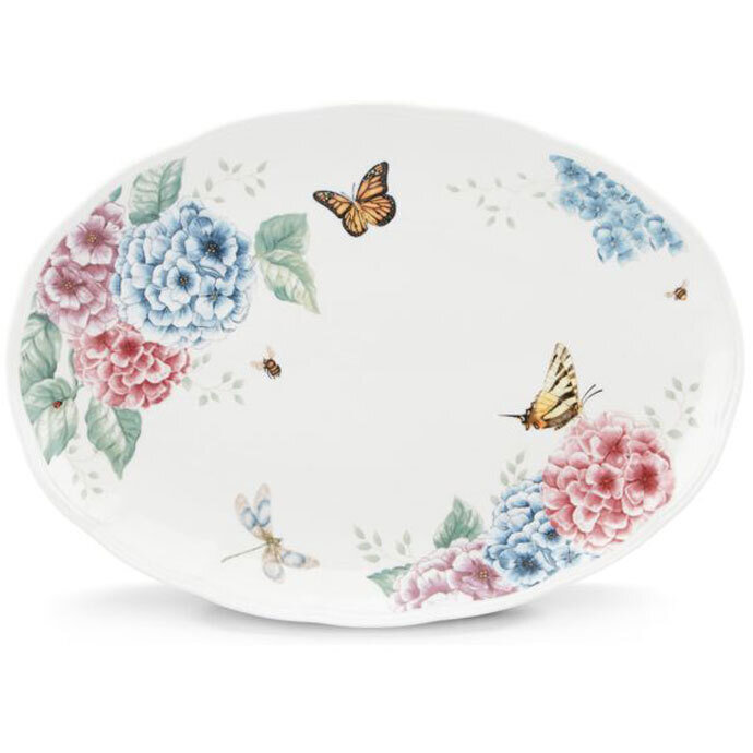 Lenox Butterfly Meadow Hydrangea 16 Inch Oval Platter 841009