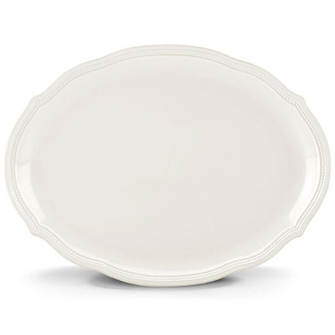 Lenox French Perle Bead White 16 Inch Oval Platter 834015