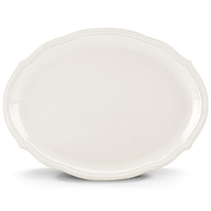 Lenox French Perle Bead White 16 Inch Oval Platter 834015, MPN: 834015, 882864410603