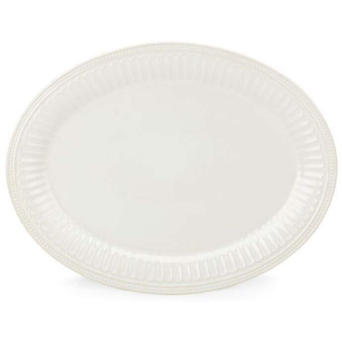 Lenox French Perle Groove White 16 Inch Oval Platter 856935, MPN: 856935, 882864583017