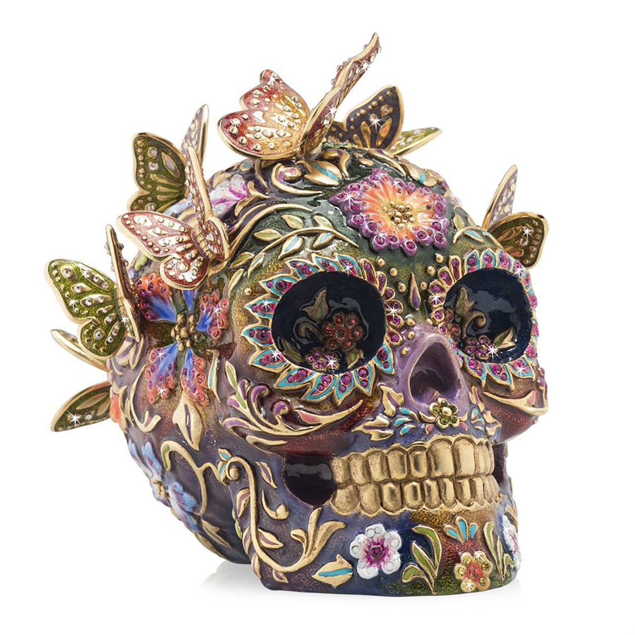 Jay Strongwater Frida Skull with Butterflies Figurine SDH1909-289