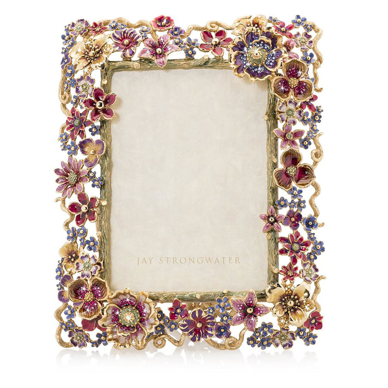 Jay Strongwater Ophelia Floral Cluster 5 x 7 Inch Frame SPF5859-289, MPN: SPF5859-289,