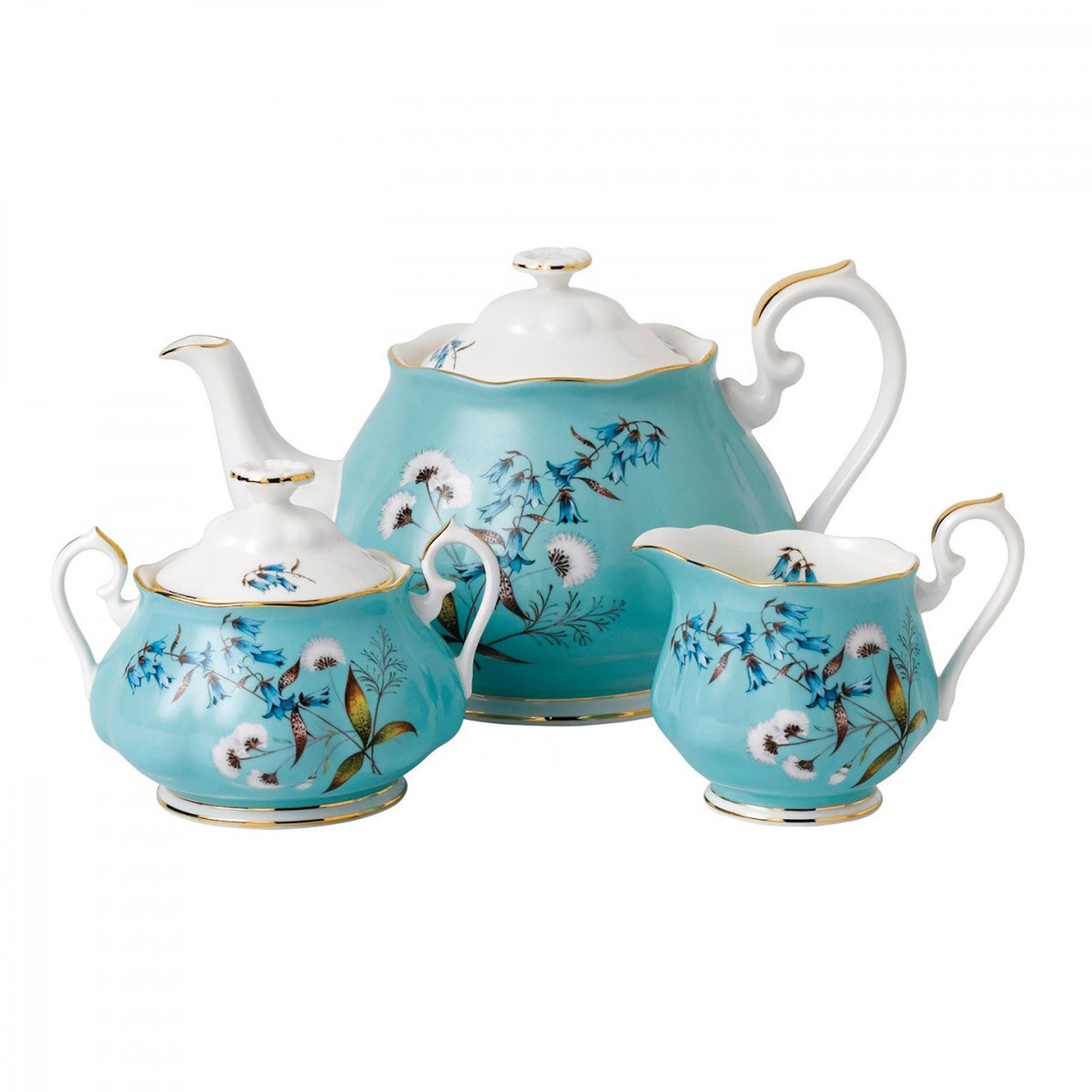 Royal Albert 100 Years 1950 3-Piece Set Teapot Sugar & Creamer Festival 40017602