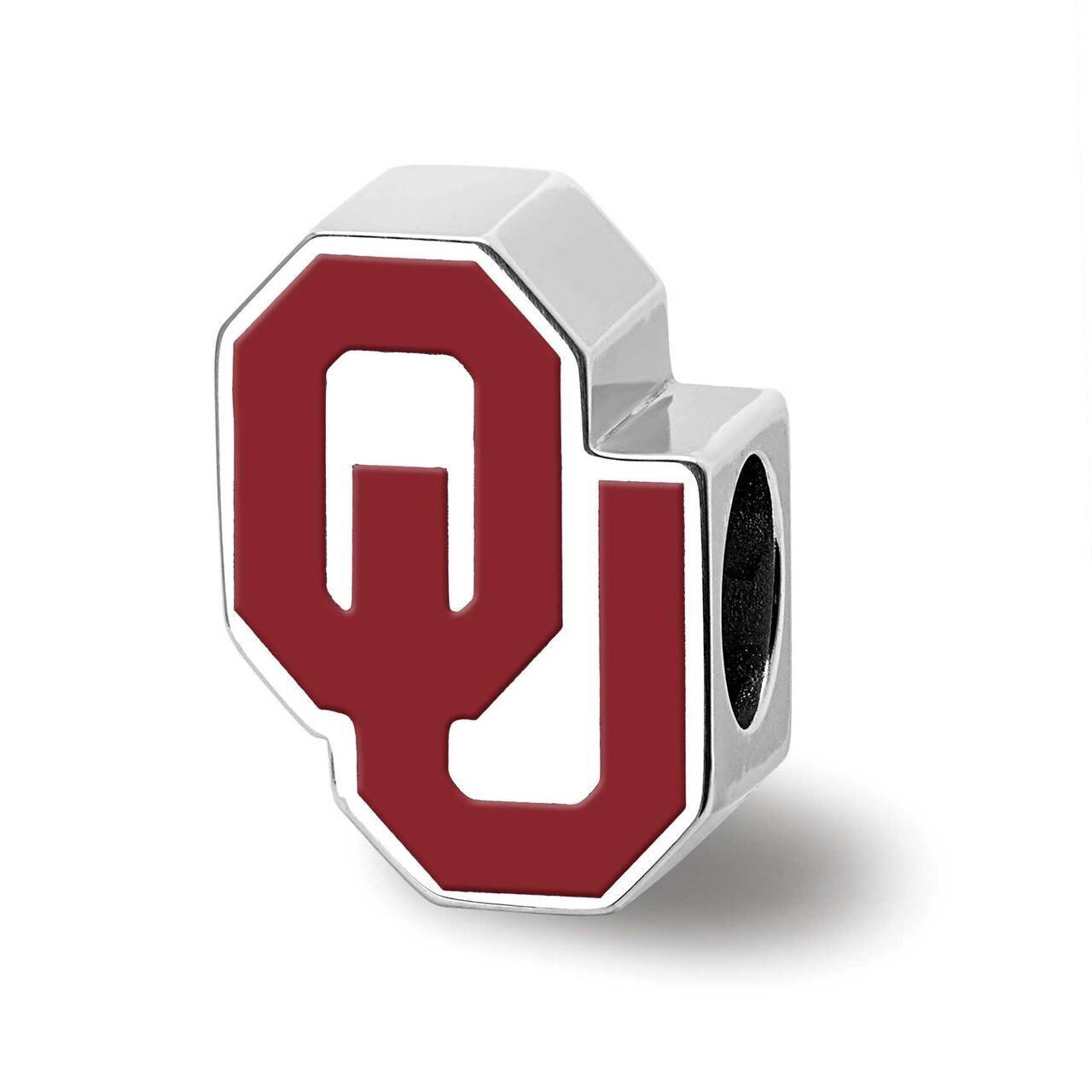 The University of Oklahoma 1-sided Enameled Bead Sterling Silver SS500UOK