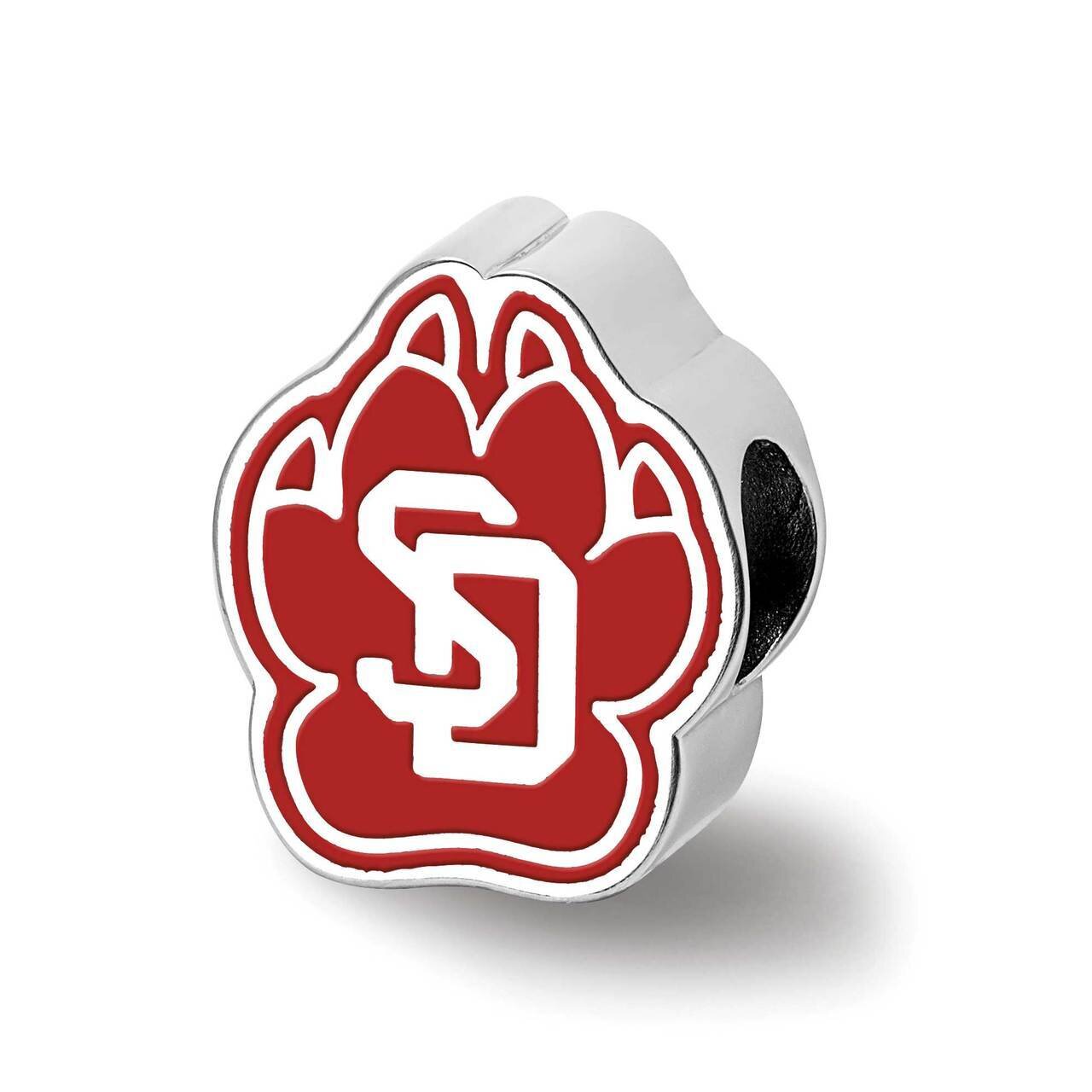 University of South Dakota SD Paw print 1-sided Enameled Bead Sterling Silver SS500USD, MPN: SS500U…