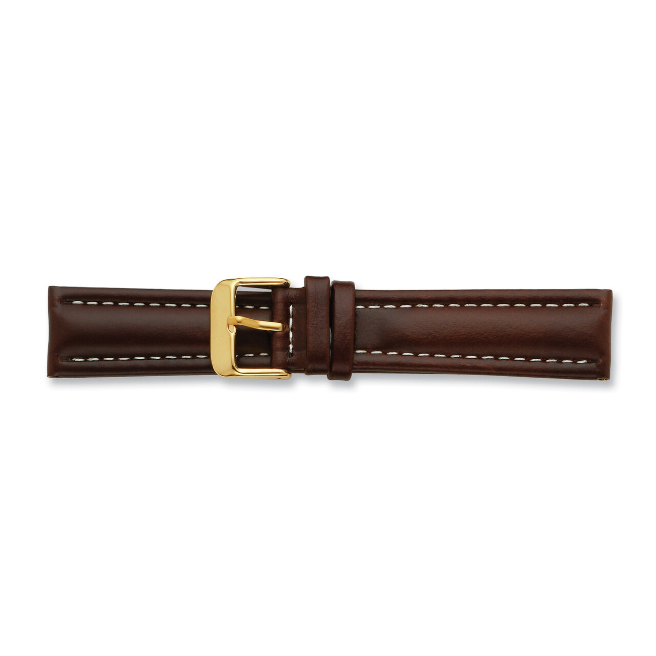 20mm Long Brown Oil Tanned Leather Gold-tone Buckle Watch Band BA193L-20