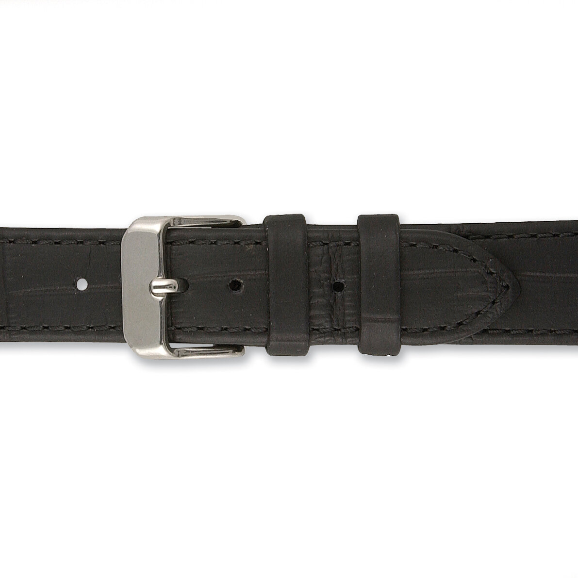 18mm Long Black Matte Gator Grain Calfskin Leather Watch Band  BA312L-18, MPN: BA312L-18,