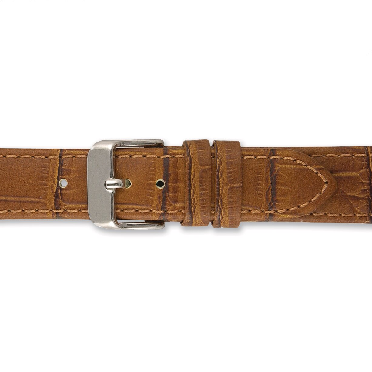 28mm Light Brown Matte Gator Grain Calfskin Leather Watch Band BA313-28