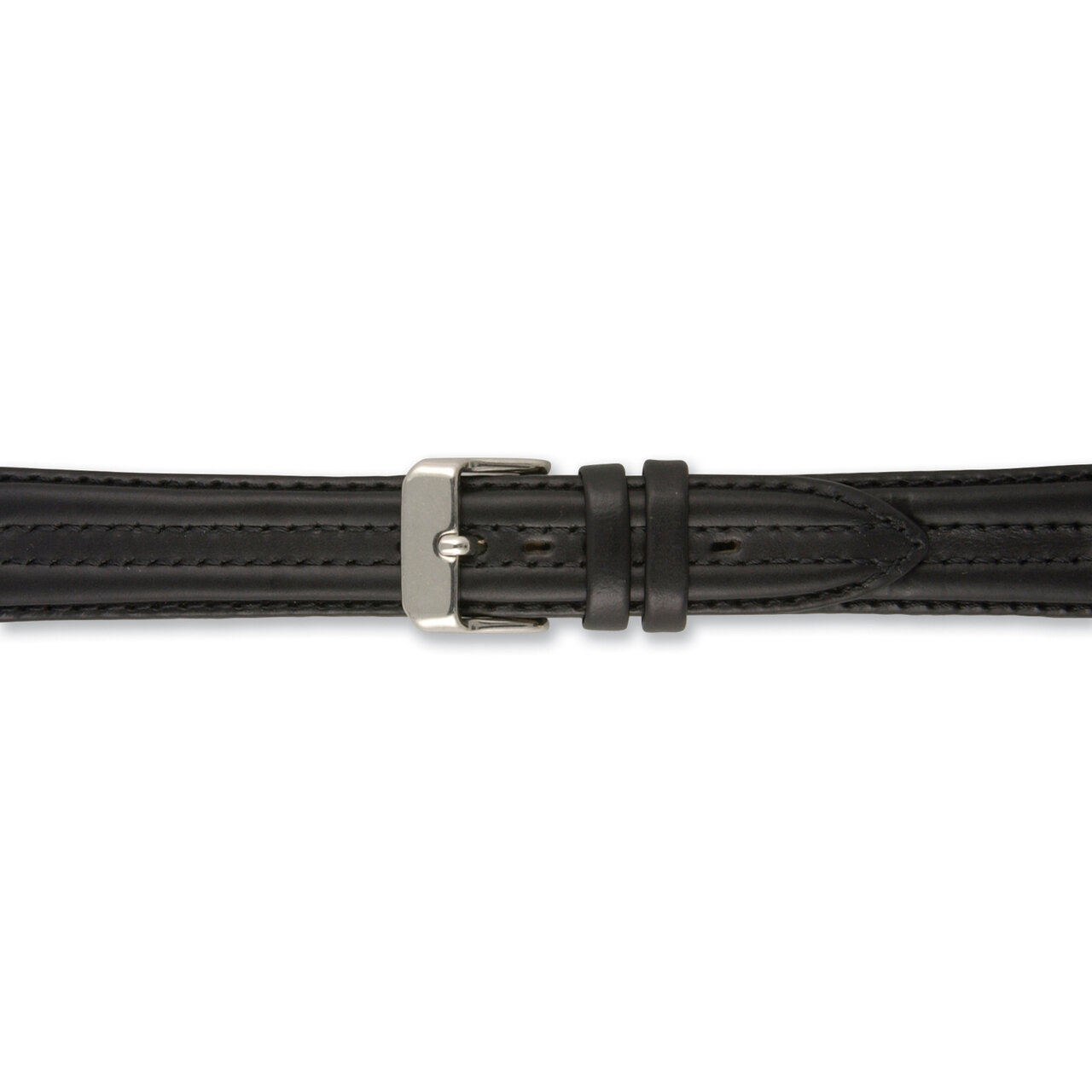 18mm Black Double Pad Oilskin Leather Watch Band BA340-18