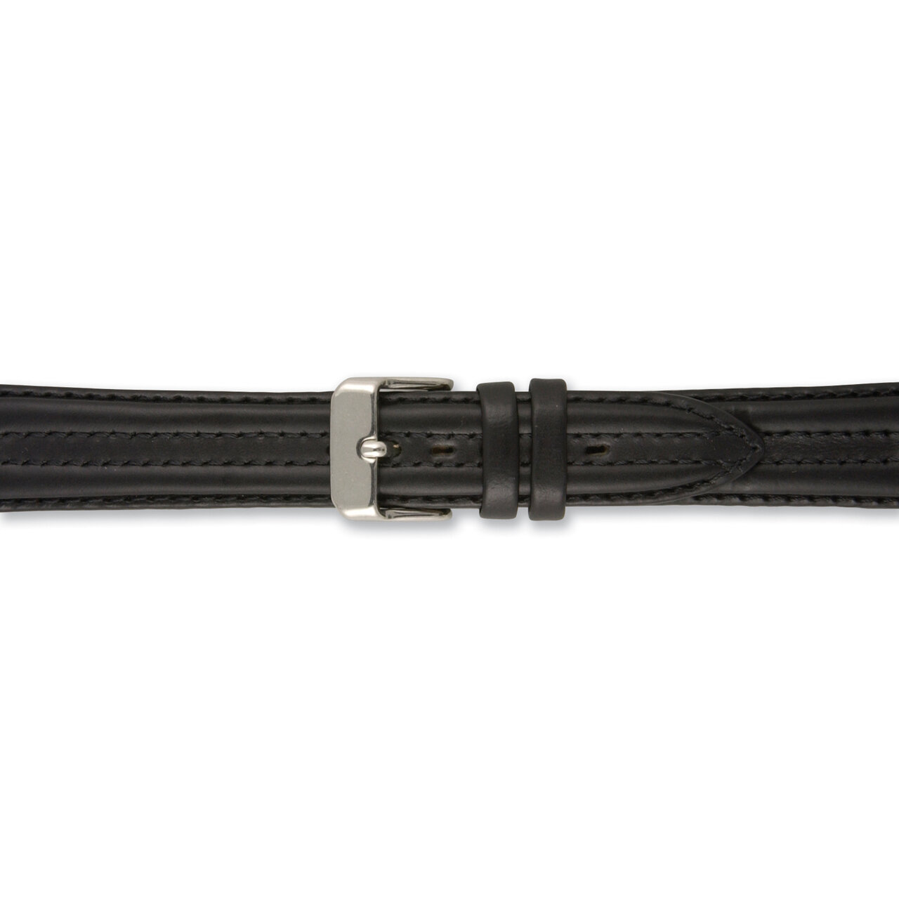 20mm Black Double Pad Oilskin Leather Watch Band  BA340-20, MPN: BA340-20,