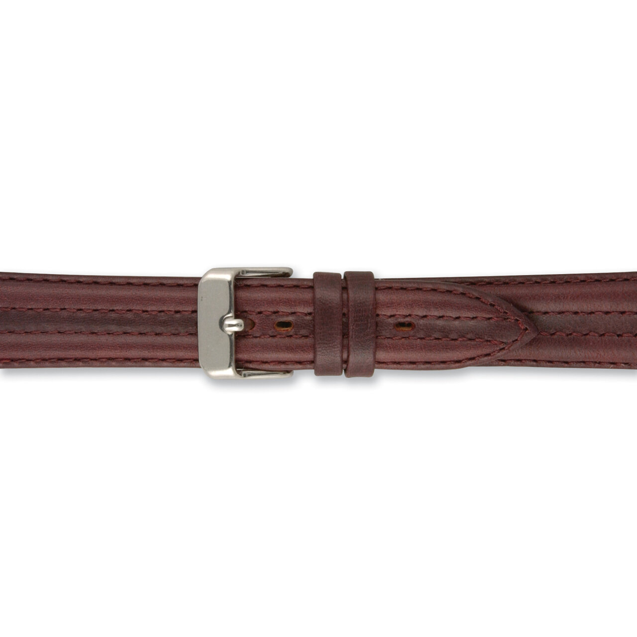 20mm Brown Double Pad Oilskin Leather Watch Band BA341-20