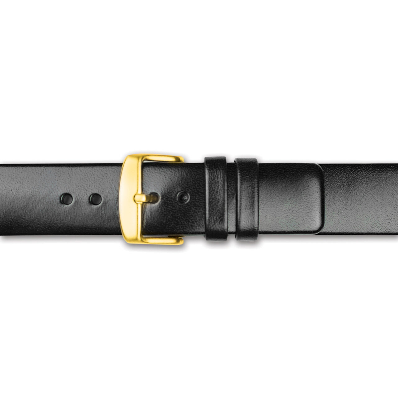22mm Black Italian Calfskin Square End Gold-tone Buckle Watch Band  BA352-22, MPN: BA352-22,