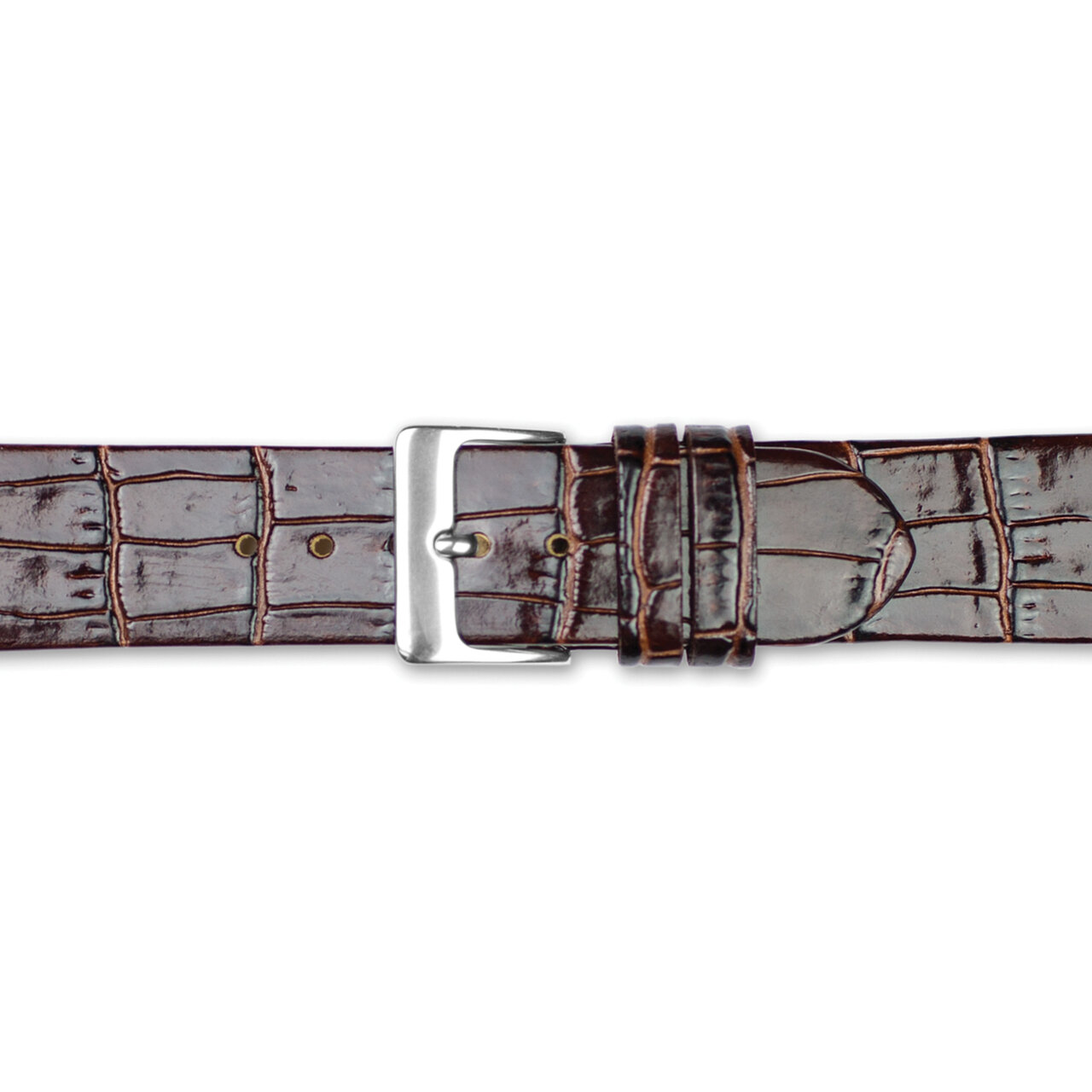 12mm Flat Brown Alligator Grain Leather Watch Band BA368-12