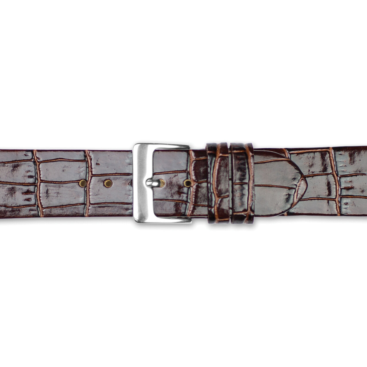 18mm Flat Brown Alligator Grain Leather Watch Band  BA368-18, MPN: BA368-18,