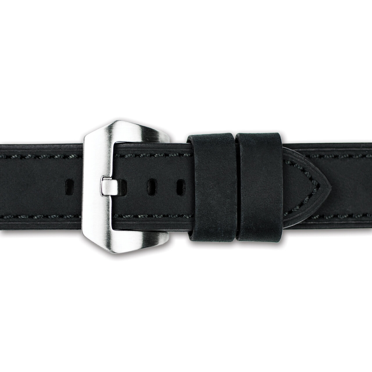 24mm Black Crazy Horse Saddle Leather Watch Band BA373-24