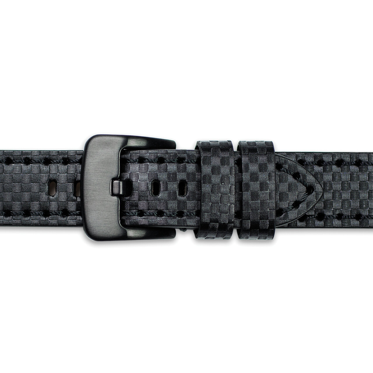 20mm Black Carbon Fiber Leather Watch Band BA376-20