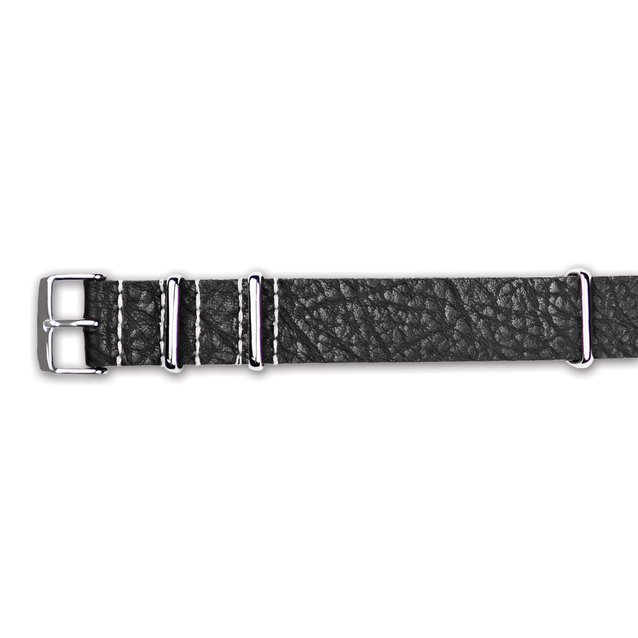 18mm Black Distressed Leather Military Style 1-Piece Watch Band BA377-18