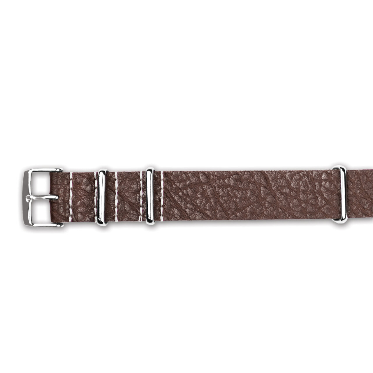 18mm Brown Distressed Leather Military Style 1-Piece Watch Band BA378-18
