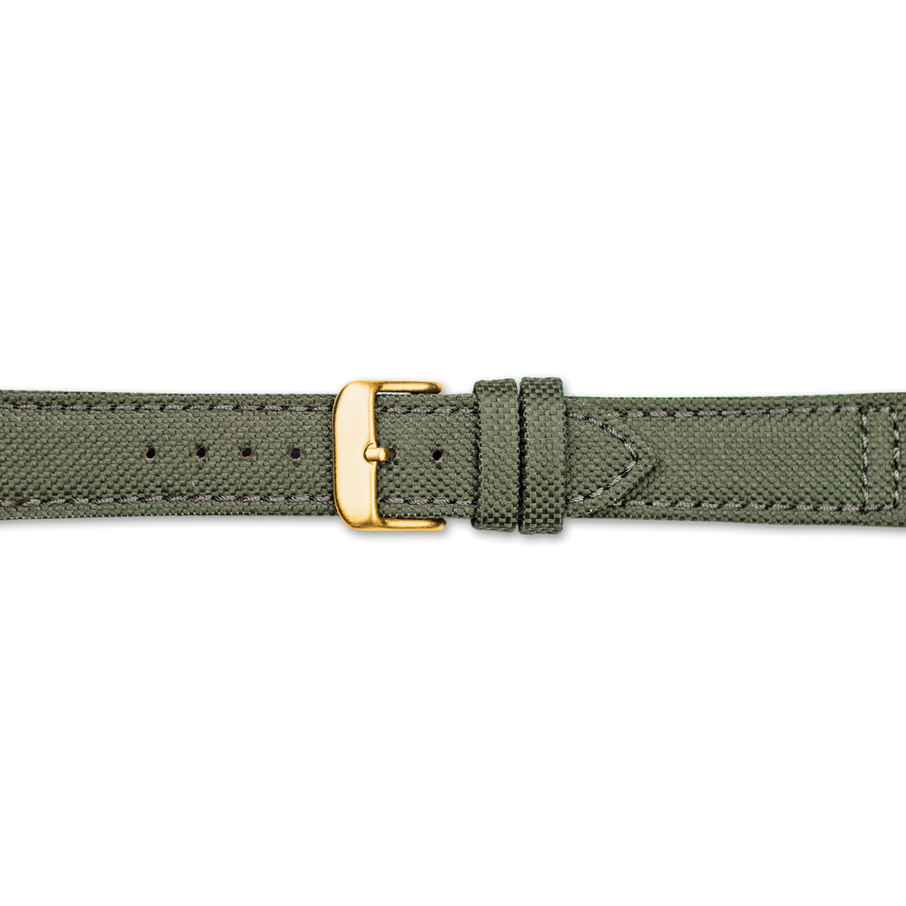 18mm Olive Canvas Leather Lining Gold-tone Buckle Watch Band BA387-18