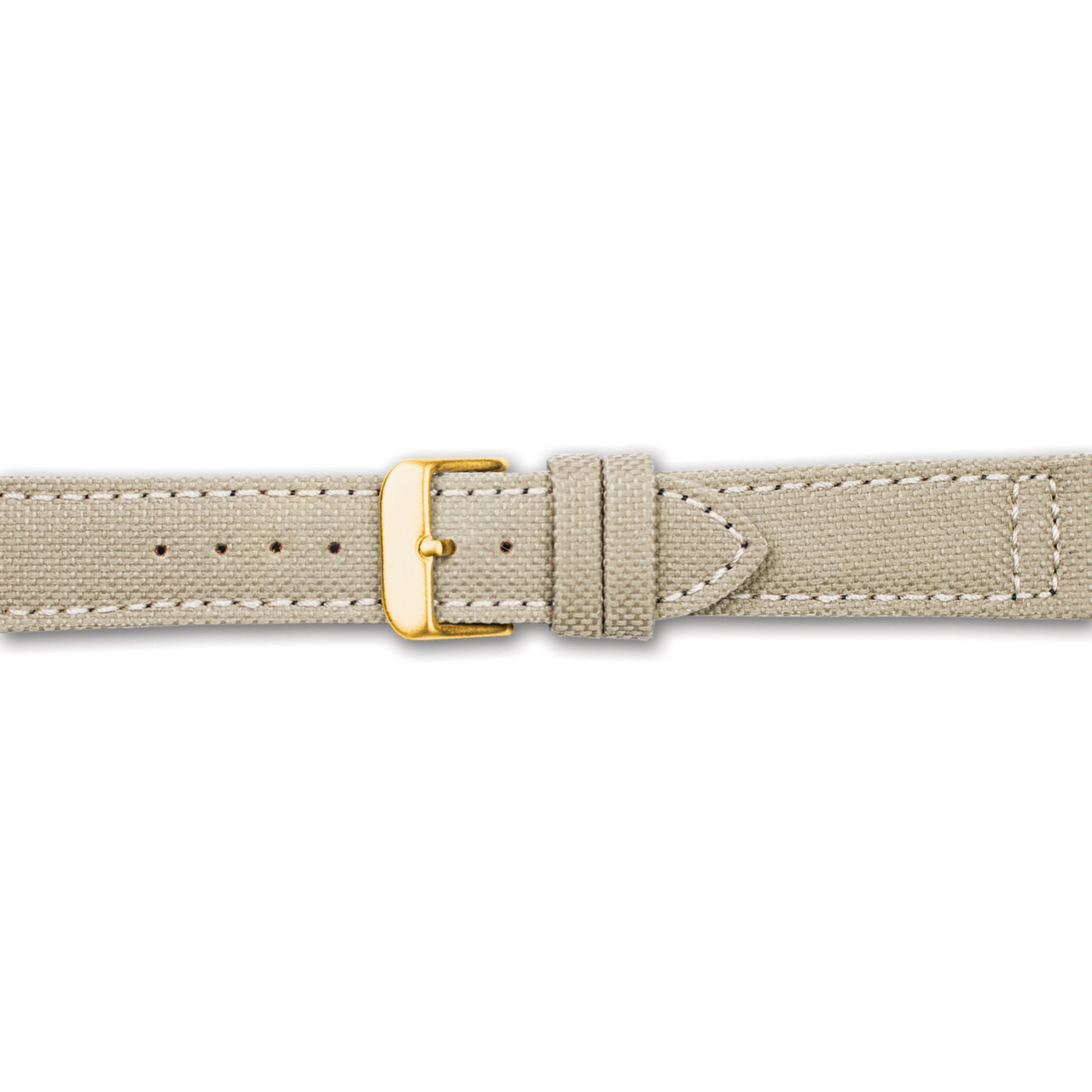 24mm Tan Canvas Leather Lining Gold-tone Buckle Watch Band BA388-24