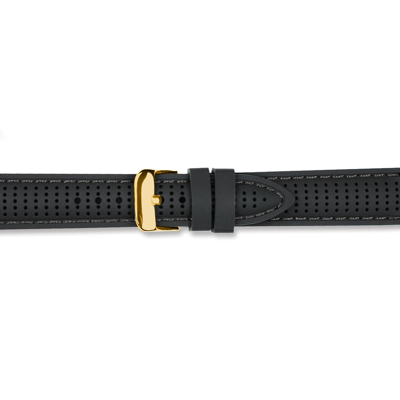 18mm Black with Black Ventilated Silicone Gold-tone Buckle Watch Band BA399-18