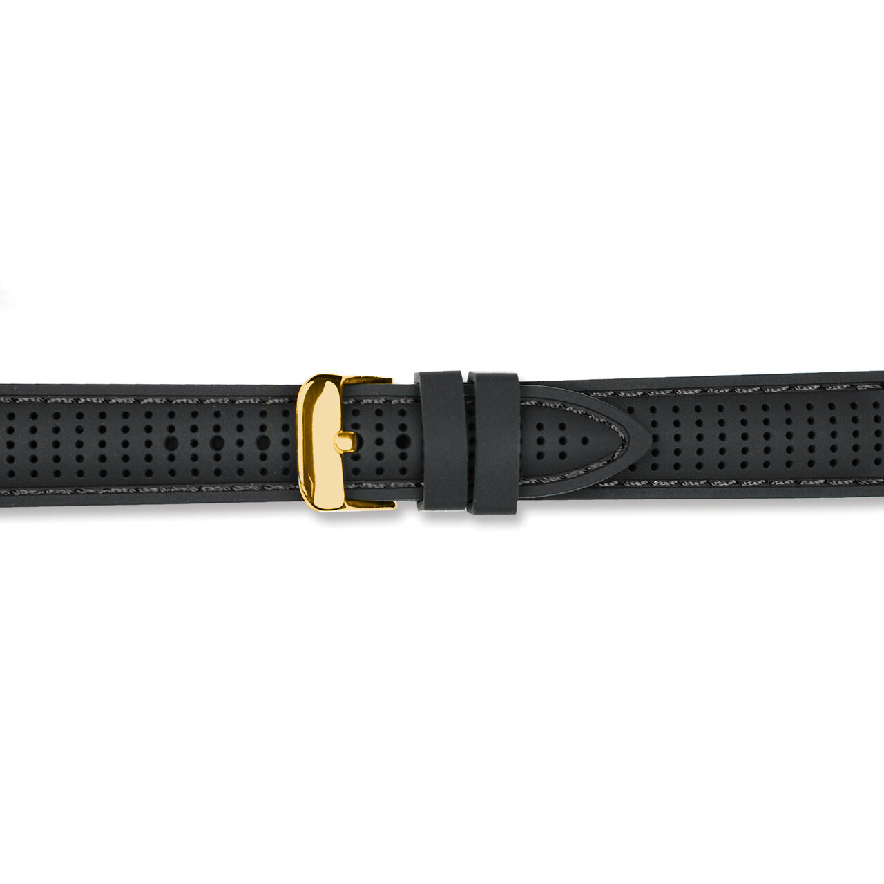 24mm Black with Black Ventilated Silicone Gold-tone Buckle Watch Band  BA399-24, MPN: BA399-24,