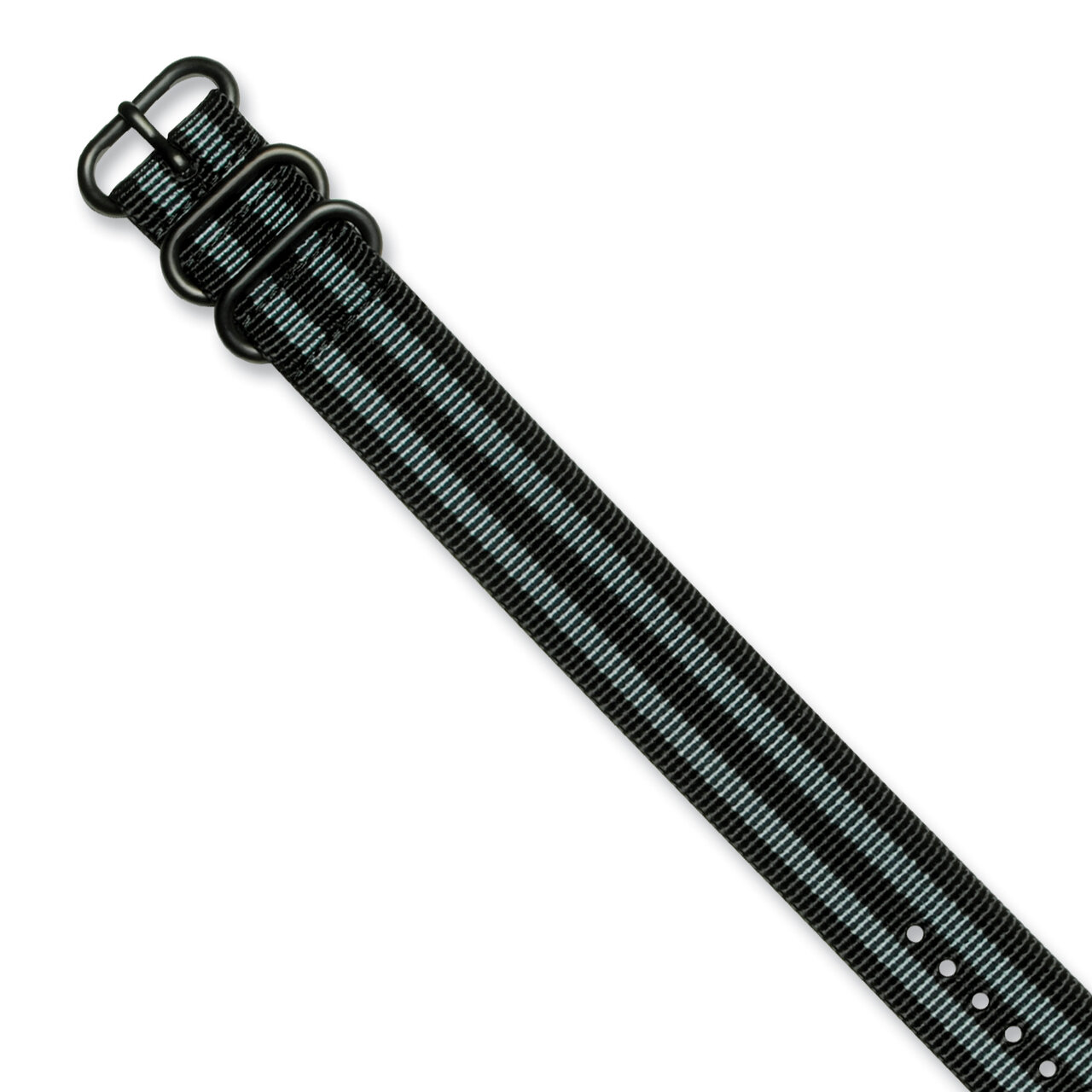 20mm 1-Piece Grey/Black Ballistic Nylon PVD Black Buckle Watch Band BAB380-20