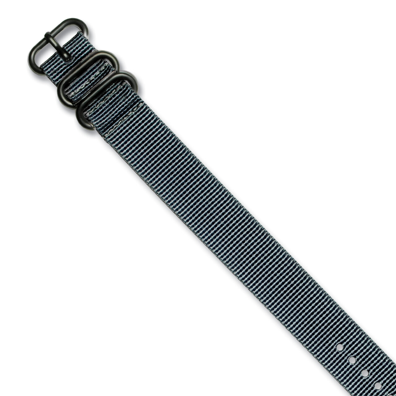 20mm 1-Piece Grey Ballistic Nylon PVD Black Buckle Watch Band BAB381-20