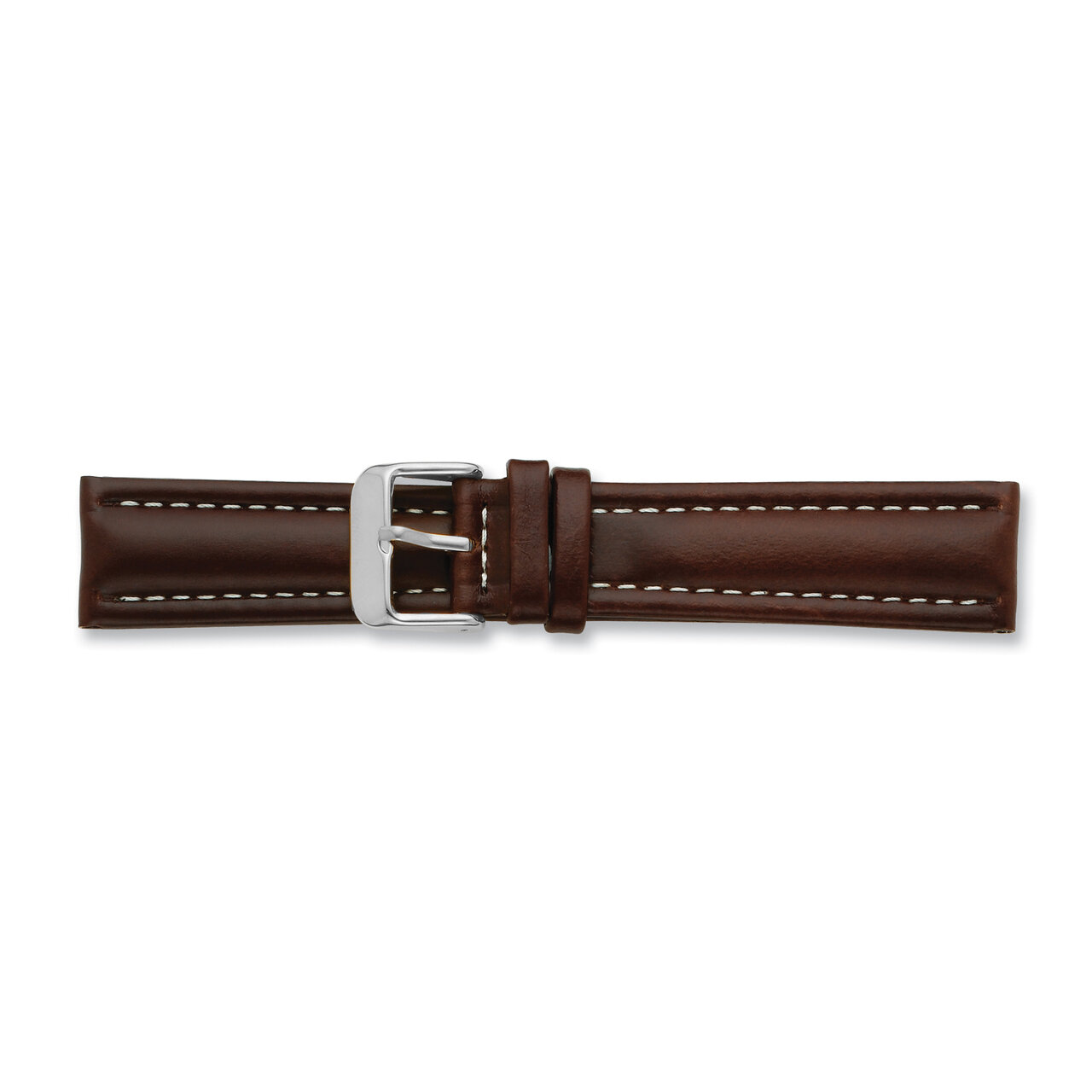 18mm Long Brown Oil Tanned Leather Silver-tone Buckle Watch Band BAW193L-18
