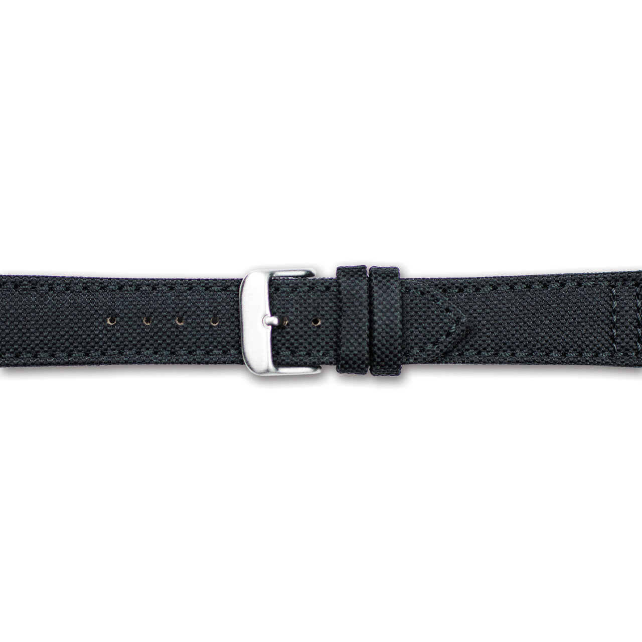 18mm Black Canvas Leather Lining Silver-tone Buckle Watch Band BAW386-18
