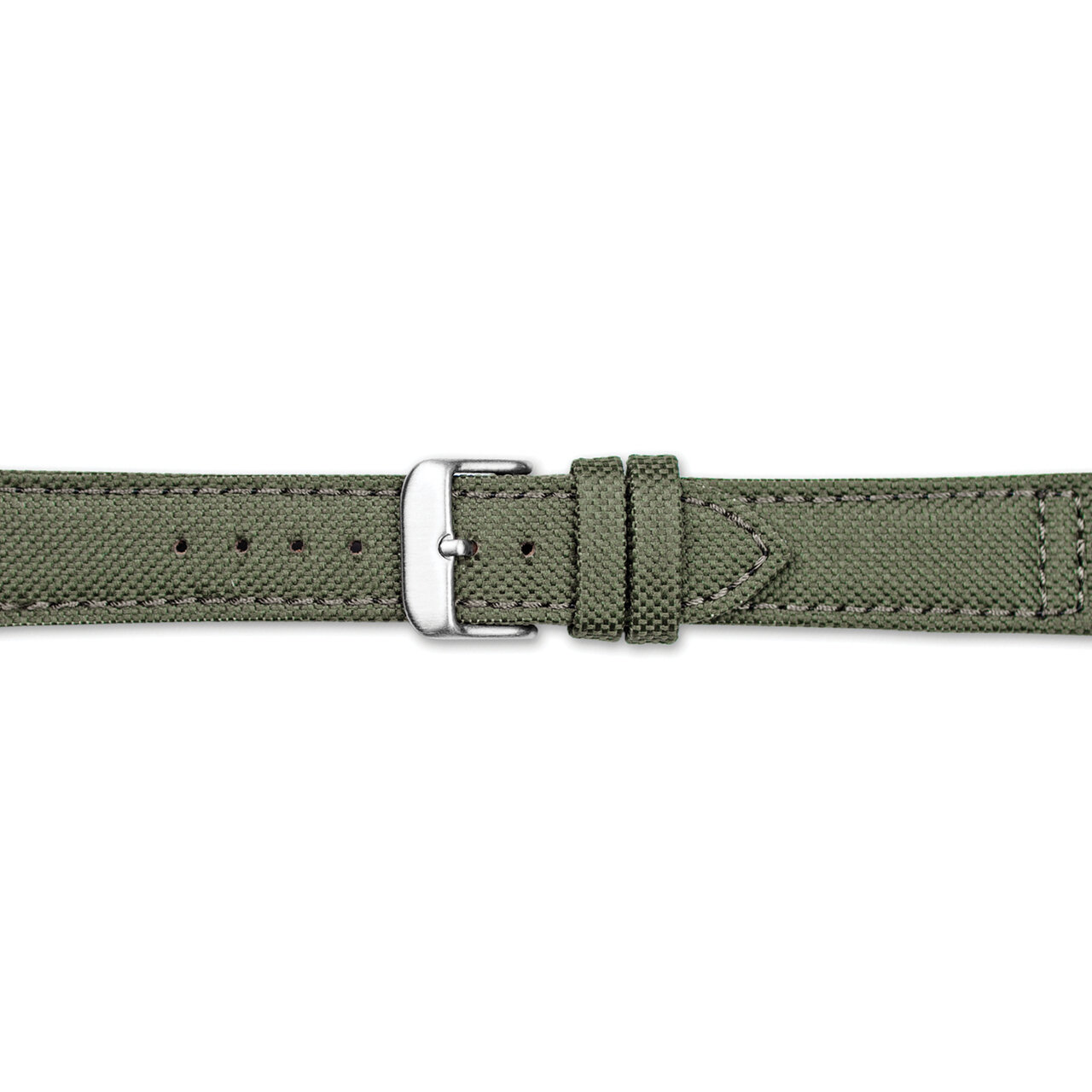 20mm Olive Canvas Leather Lining Silver-tone Buckle Watch Band BAW387-20