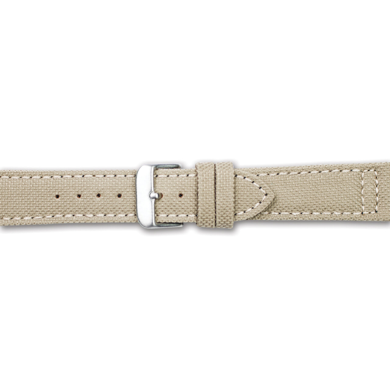 18mm Tan Canvas Leather Lining Silver-tone Buckle Watch Band  BAW388-18, MPN: BAW388-18,