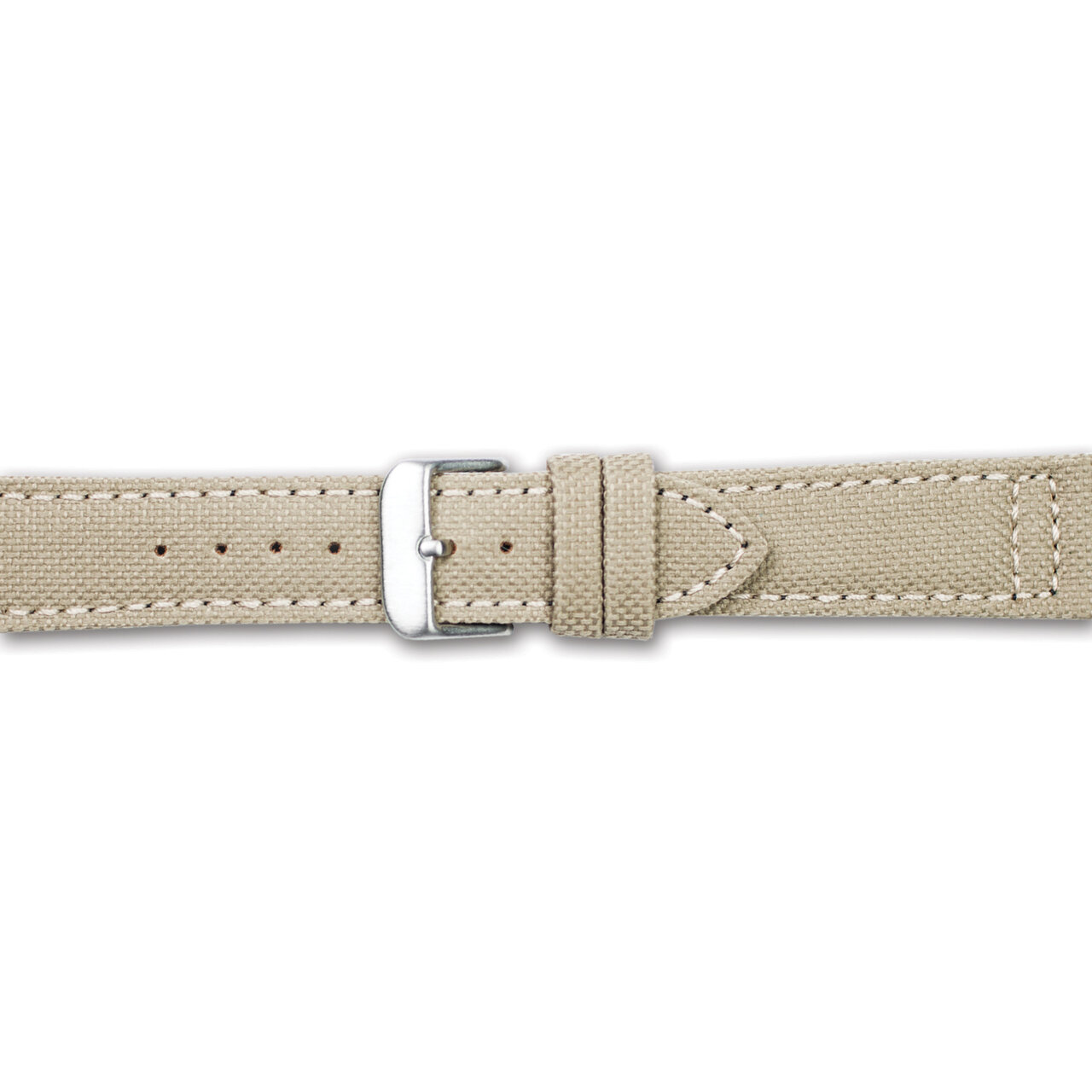 20mm Tan Canvas Leather Lining Silver-tone Buckle Watch Band BAW388-20