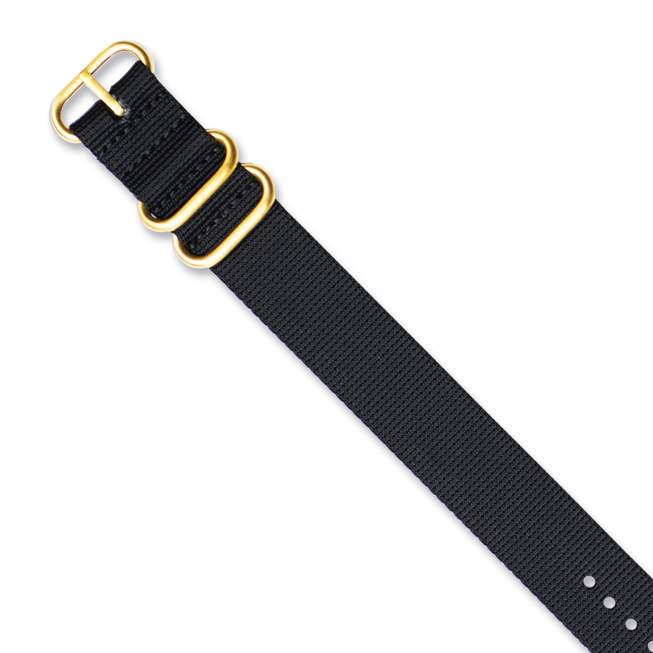 20mm 1-Piece Black Ballistic Nylon Gold-tone Buckle Watch Band BAY227-20