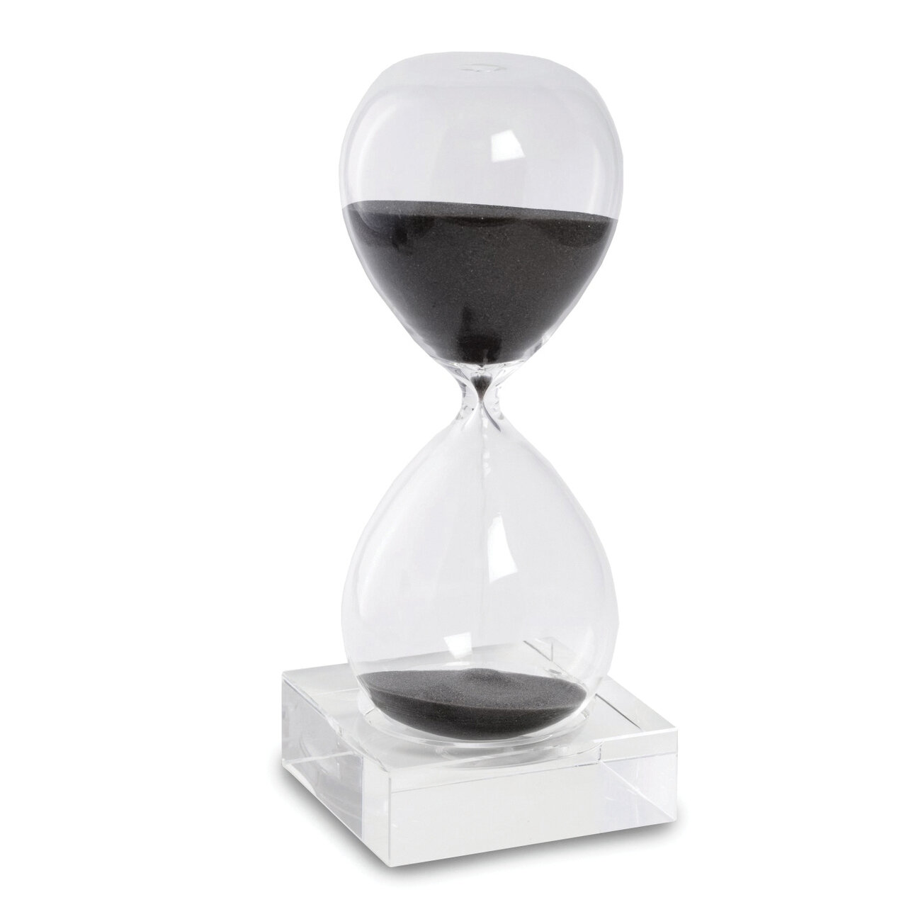 Black Sand Hand-blown Glass 30-Minute Hourglass with Stand  GM20945, MPN: GM20945, 797140608363