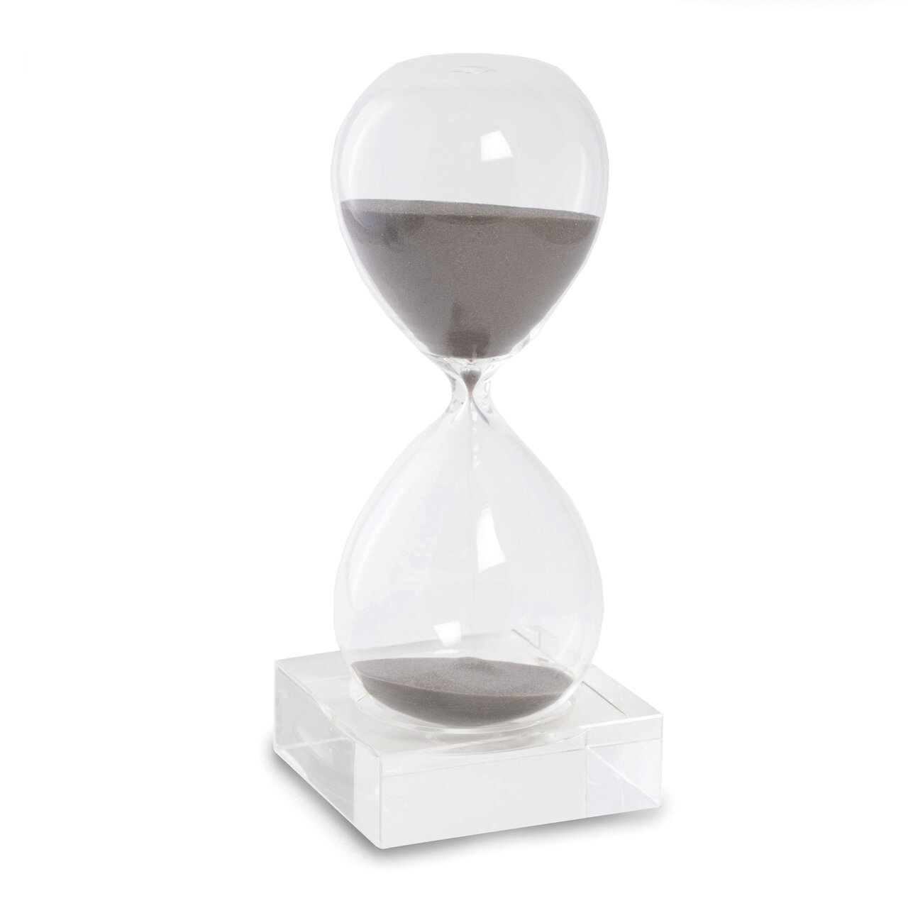 Grey Sand Hand-blown Glass 30-Minute Hourglass with Stand GM20946