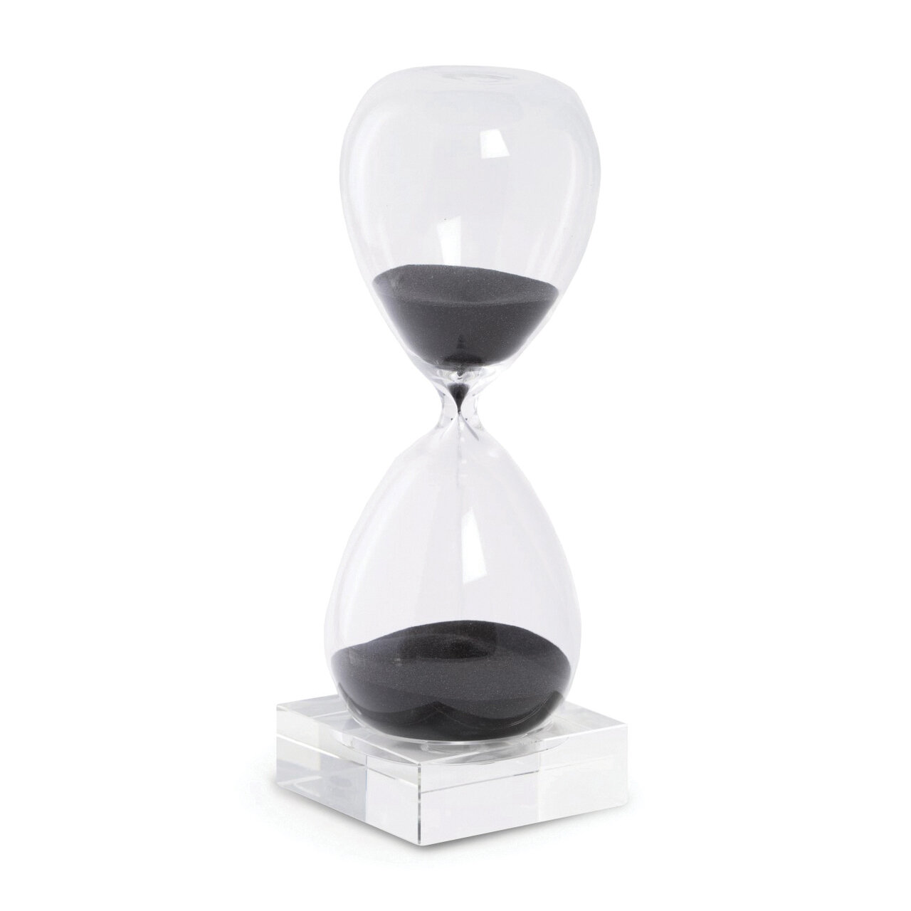 Black Sand Hand-blown Glass 60-Minute Hourglass with Stand  GM20948, MPN: GM20948, 797140608370