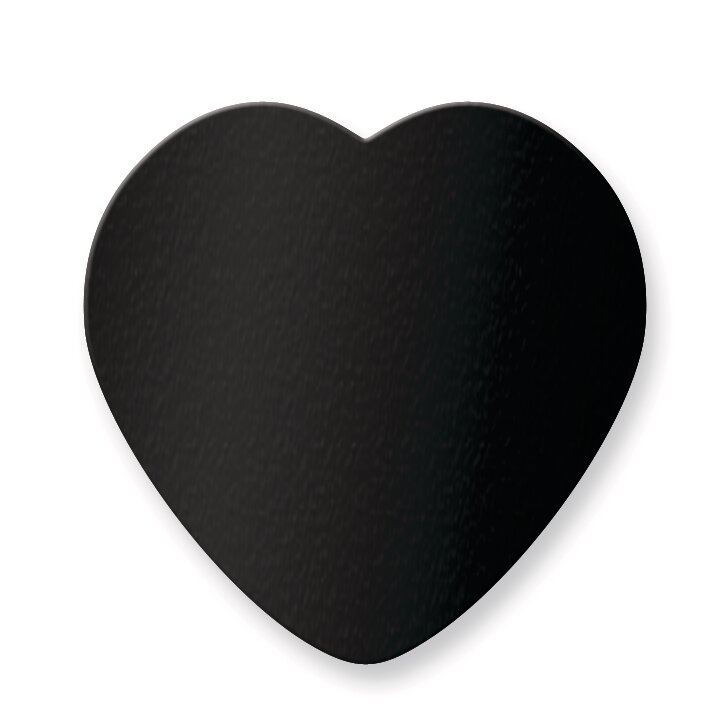 1 7/8 x 1 7/8 Heart Black Anodized Aluminum Plates-Sets of 6 GM3727-BA