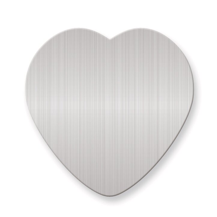 1 7/8 x 1 7/8 Heart Satin Aluminum Plates-Sets of 6 GM3727-SA