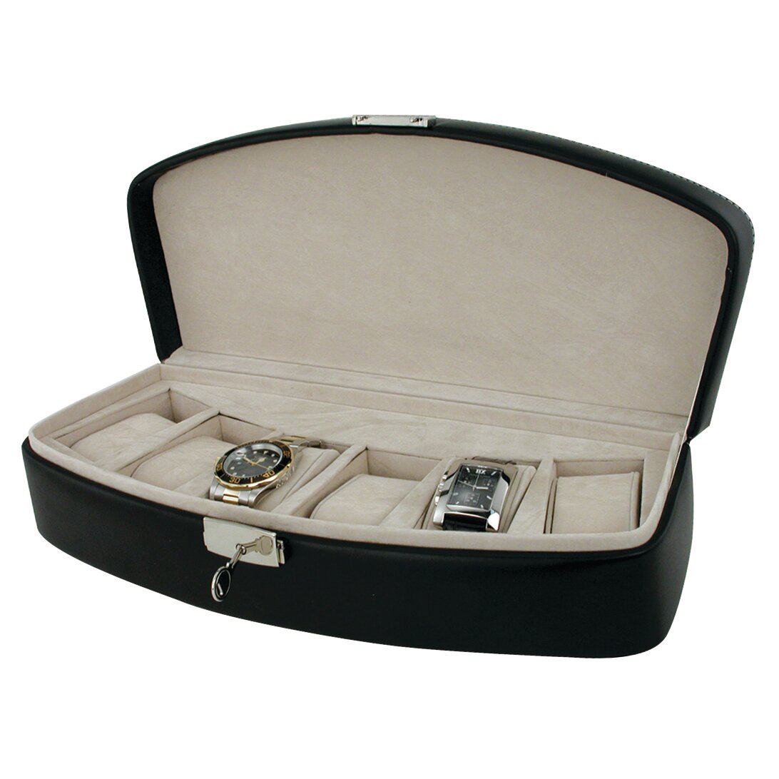 Faux Black Leather Six Watch Case GP3505