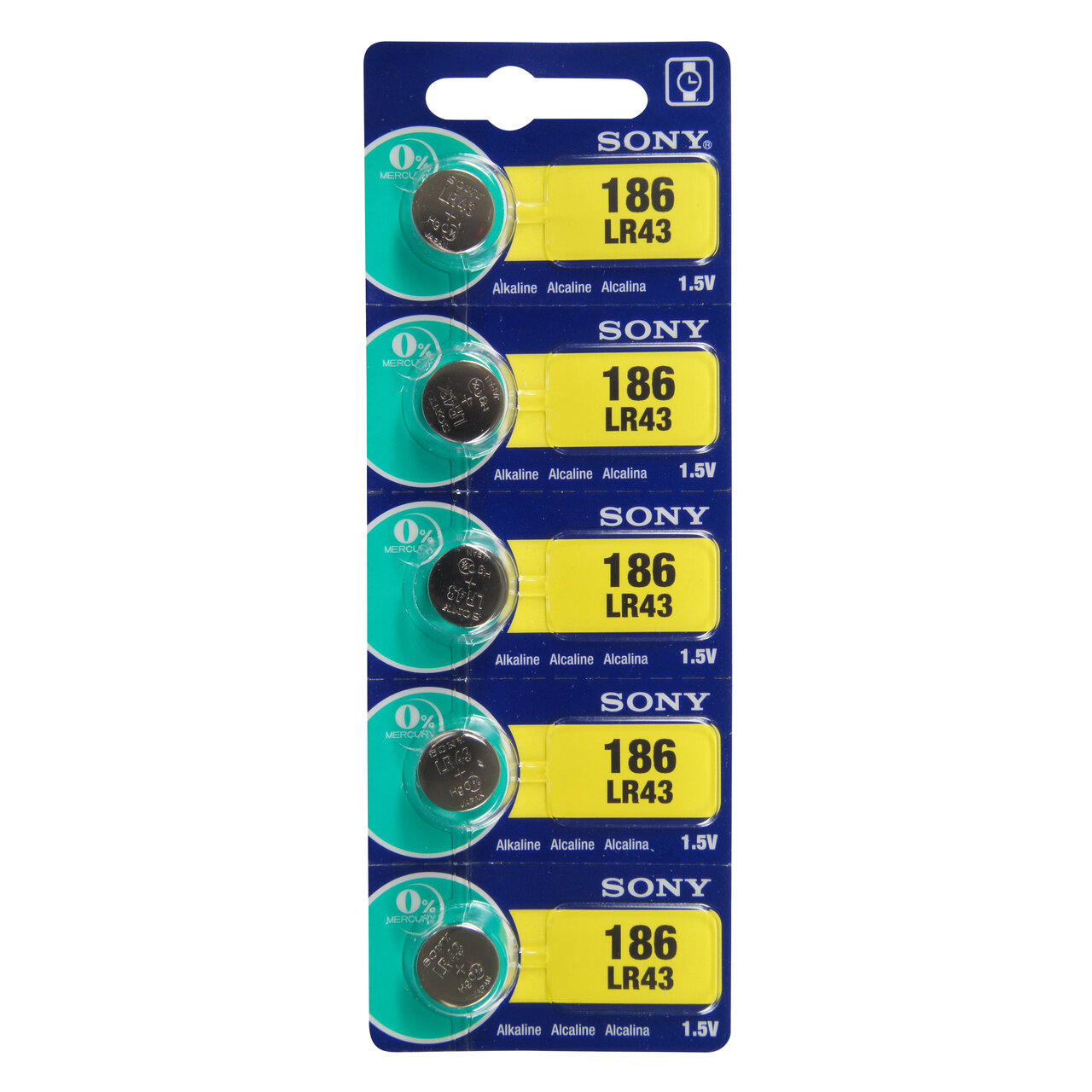 Type LR42 SONY Alkaline Battery Tear Strip Pack of 5 SWB43