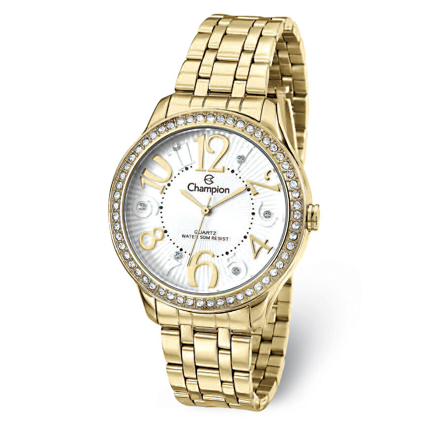 Champion Glamour Gold-tone Crystal Bezel White Dial Watch XWA5595