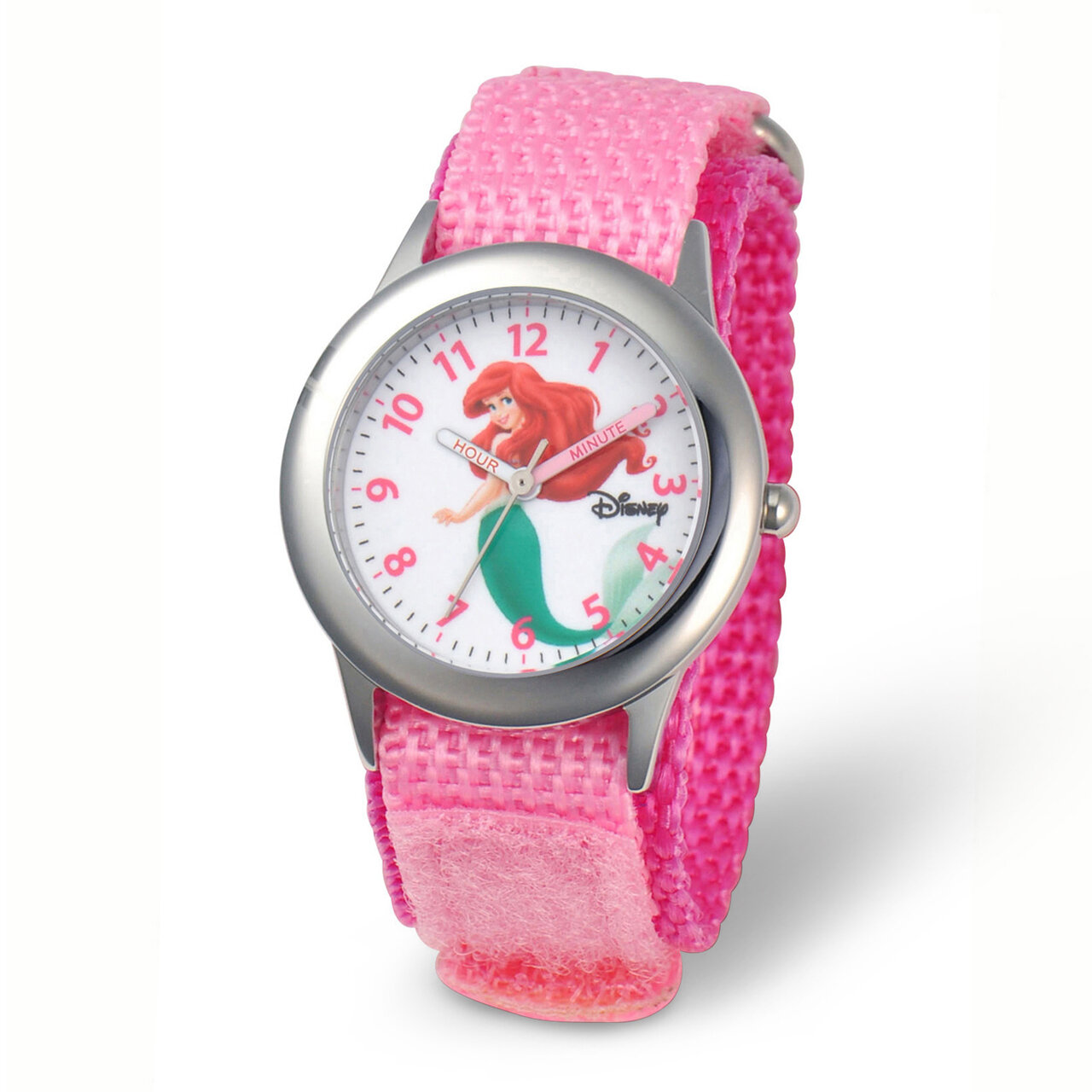 Disney Kids Ariel Pink Strap Time Teacher Watch XWA5730