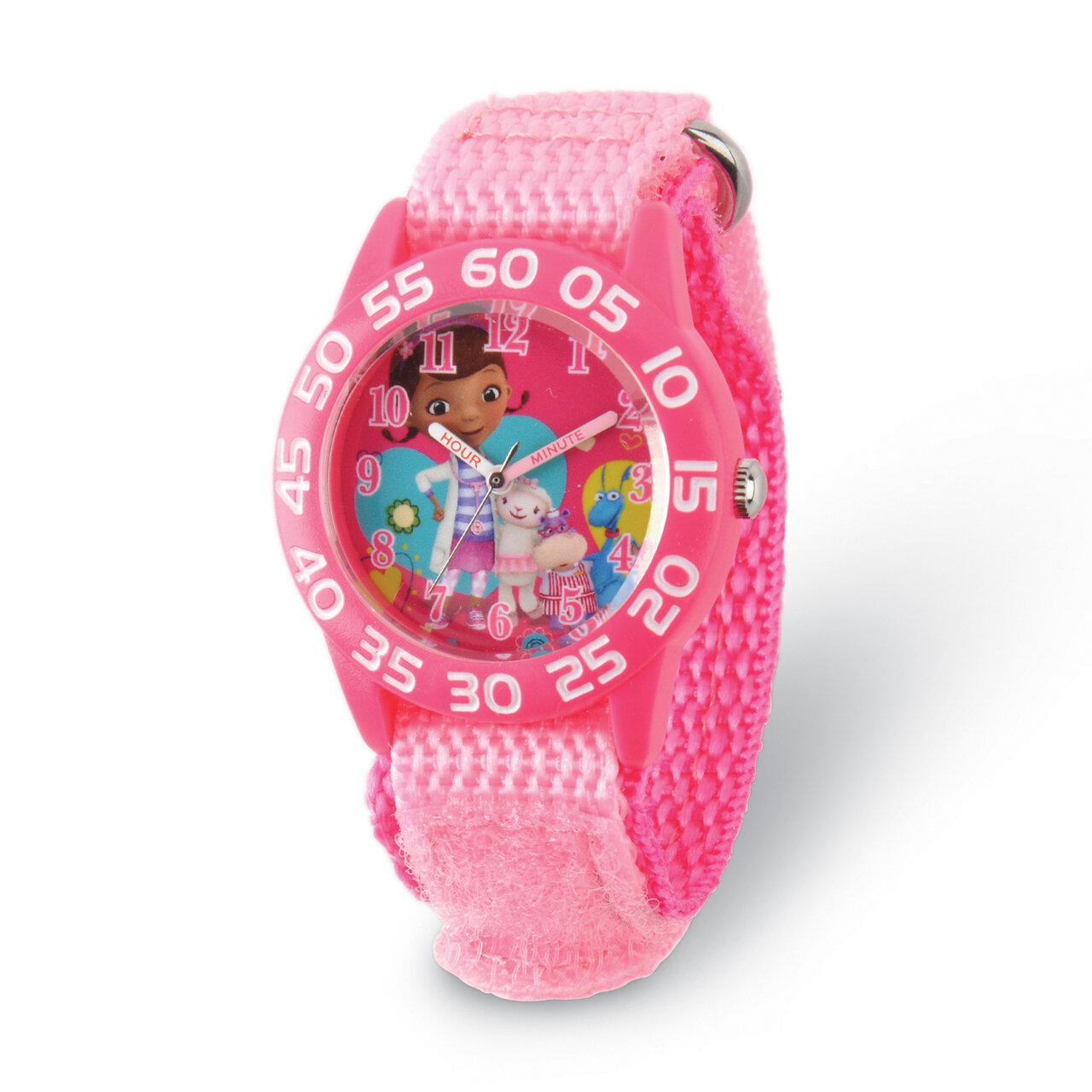 Disney Kids Doc McStuffins Pink Strap Acrylic Time Teacher Watch XWA5744